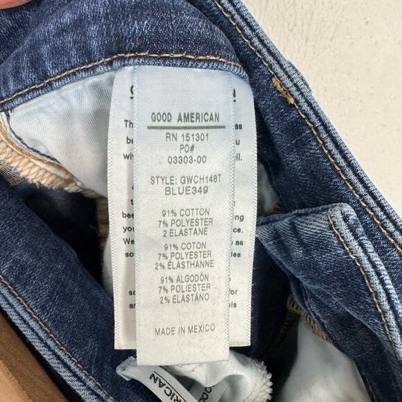 Good American Good Waist Chewed Hem High Waist Distressed Skinny Jeans - Picture 9 of 9